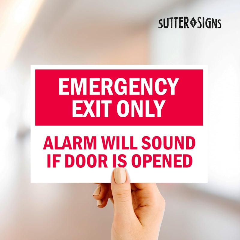 Sutter Signs 6pcs Emergency Exit Only Sign Stickers - Alarm Will Sound If Door Is Opened - Image 2